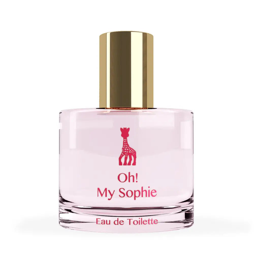 Eau de toilette 50ml fragrance in pink with gold cap from sophie the giraffe