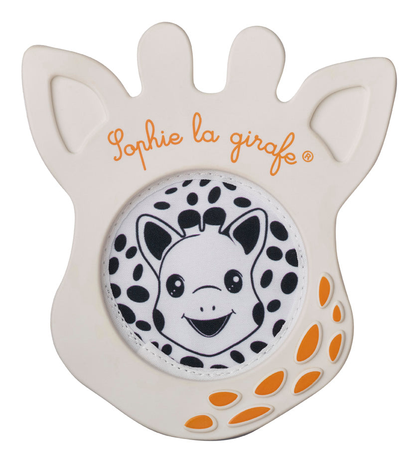 The backside of sophie magic mirror, showing sophie la girafe