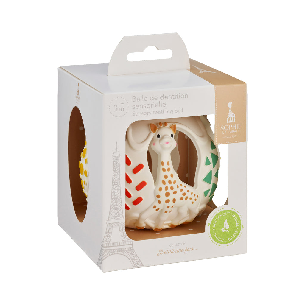 Sophie the giraffe sensory teething ball in box