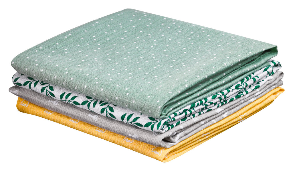 4 Colored Swaddles neatly stacked