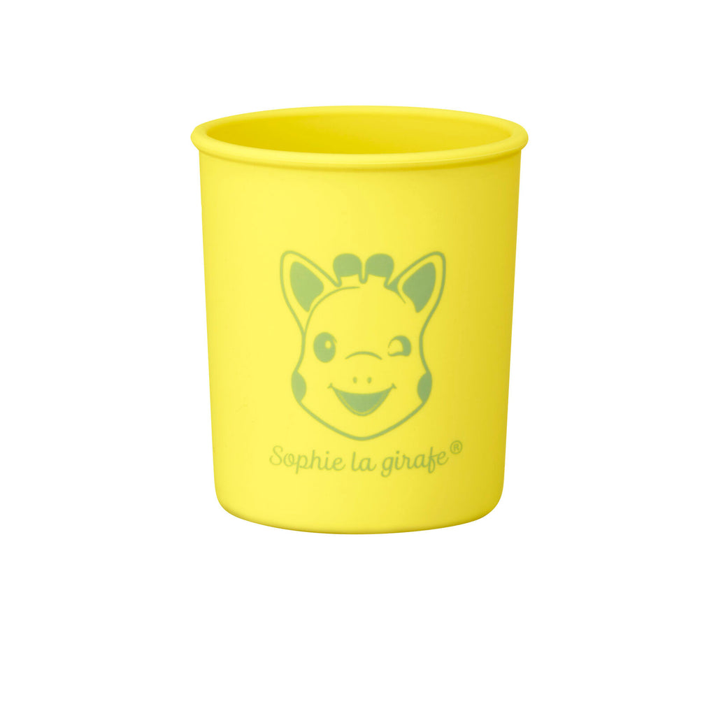 sophie the giraffe yellow silicone cup for baby and toddler feeding