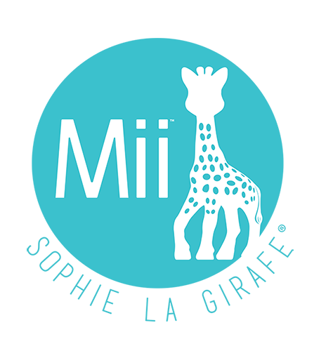 Blue Mii logo with the silhouette of sophie the girrafe