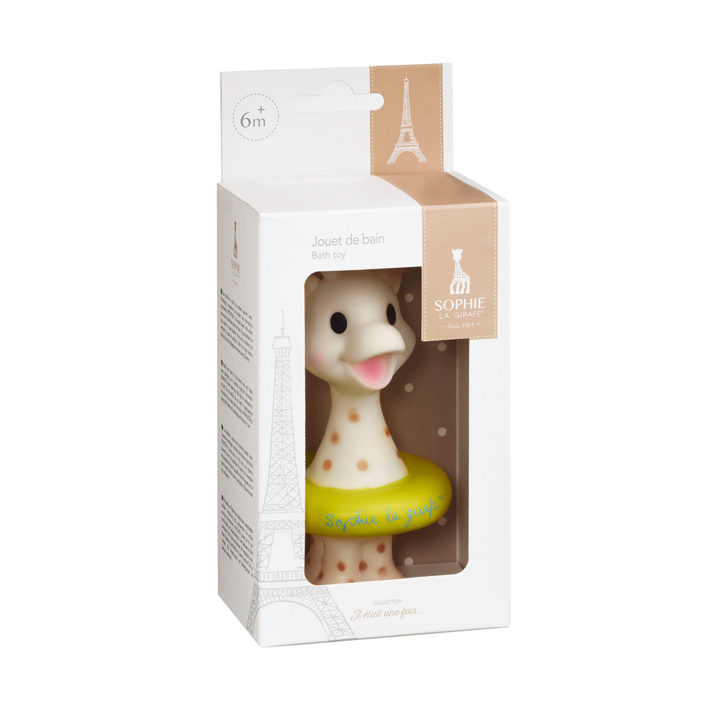 sophie yellow bath toy in white box