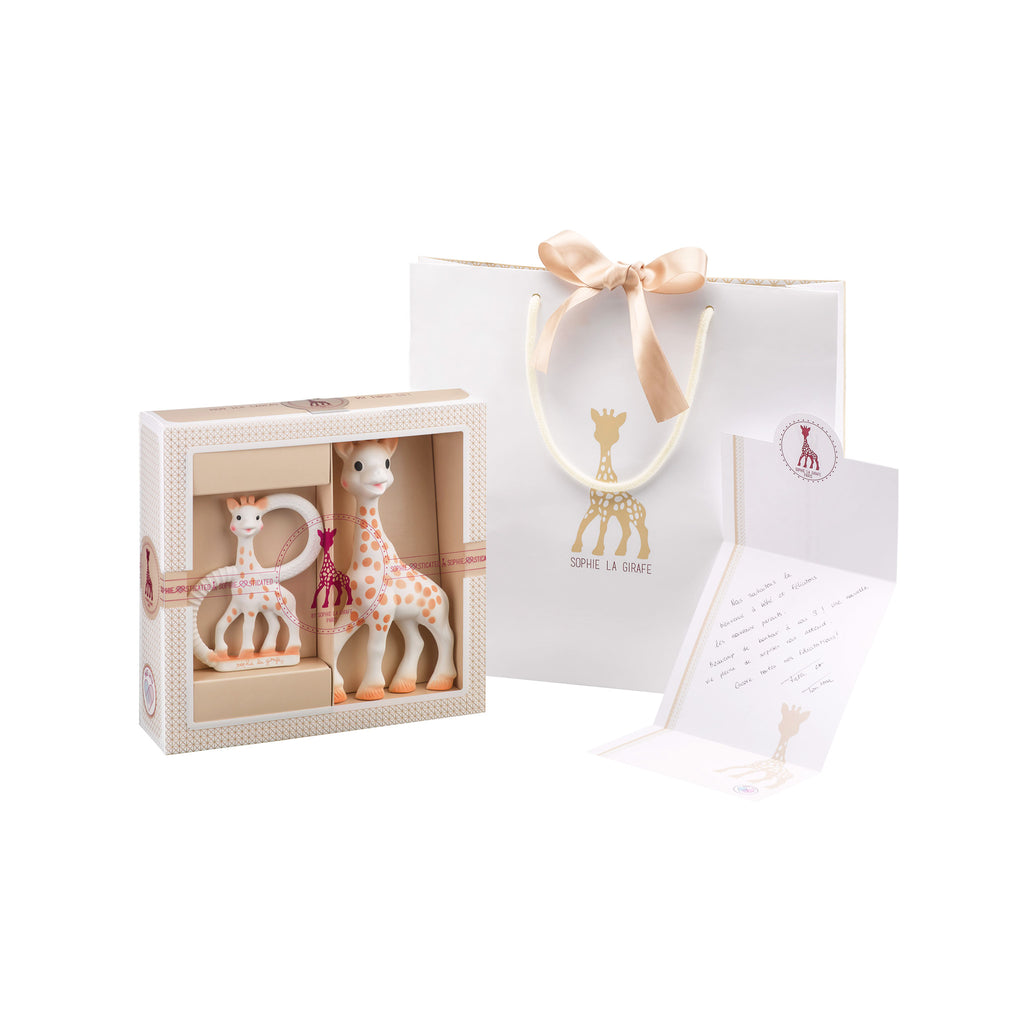 Sophie the giraffe classical creation baby gift set with bag and card