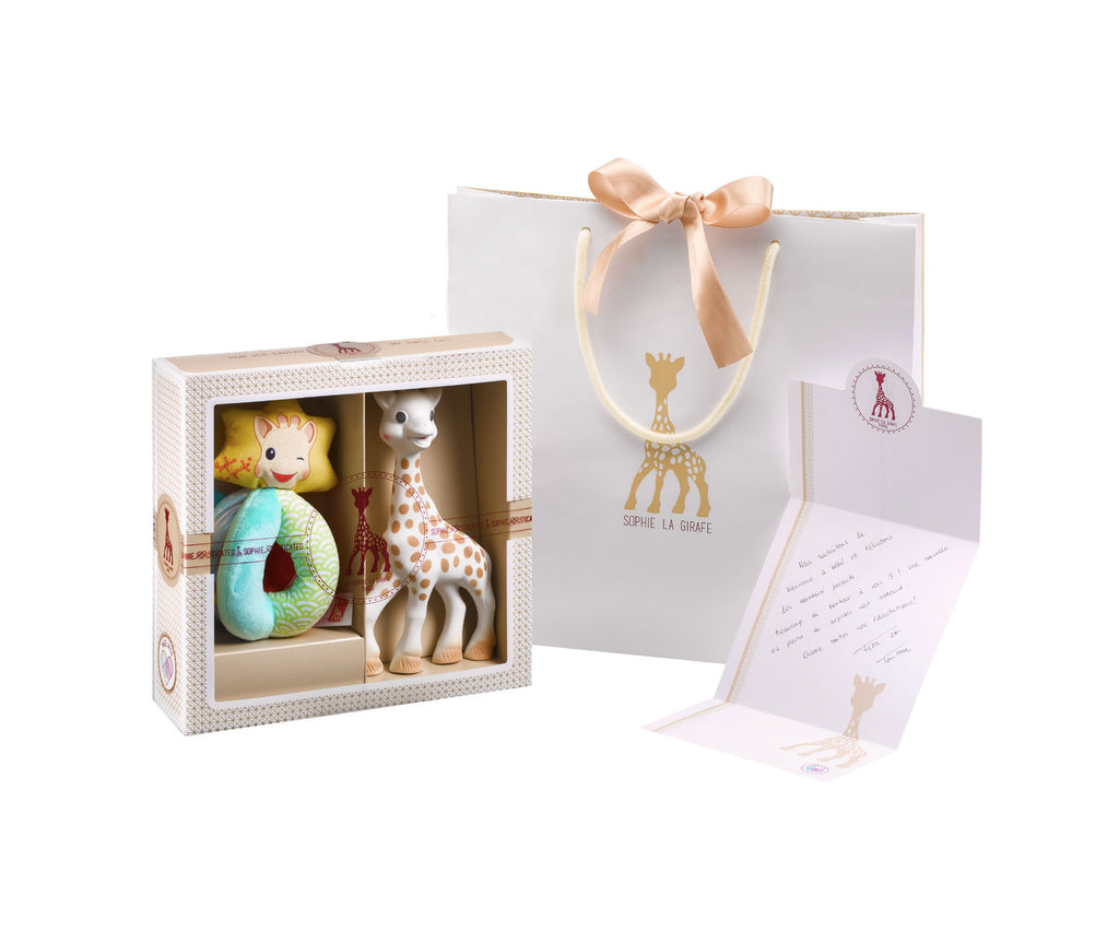 Sophie the giraffe classical newborn gift set with gift bag and gift card