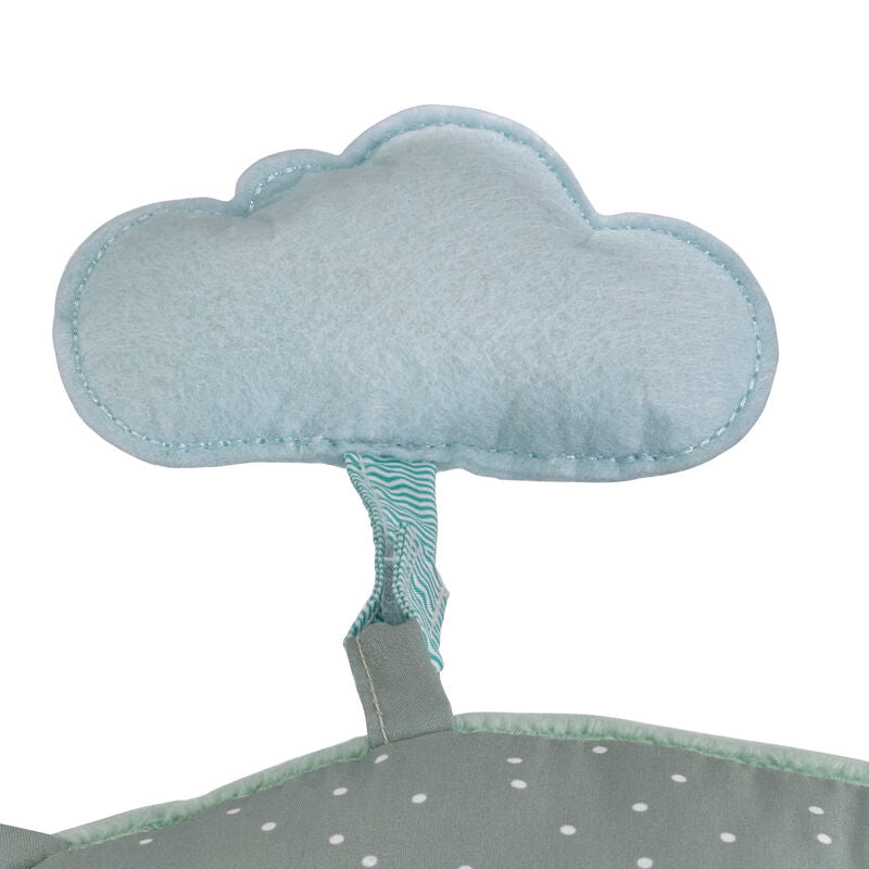 Closeup of the soft and stimulating texture of toy cloud for baby