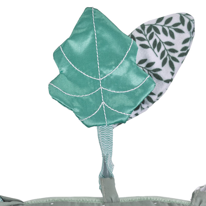 Closeup of toy leaf with crumpled paper to stimulate baby senses of touch and sound