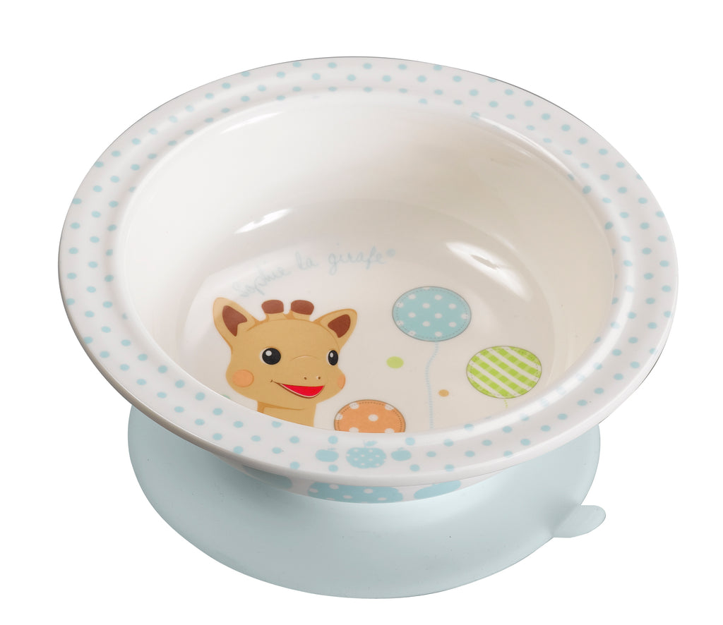 Bowl with sophie the giraffe and balloons print