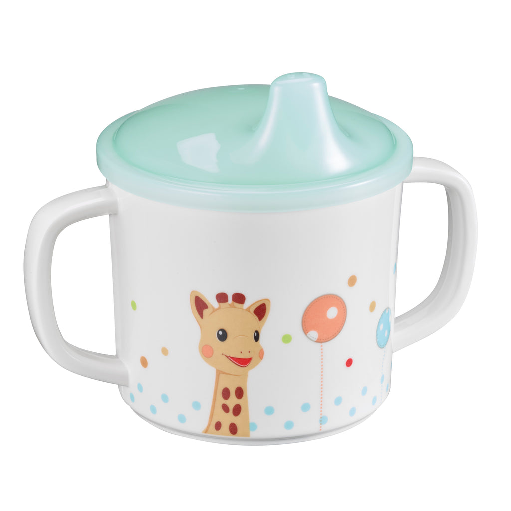 Sippy cup with sophie the giraffe and balloons