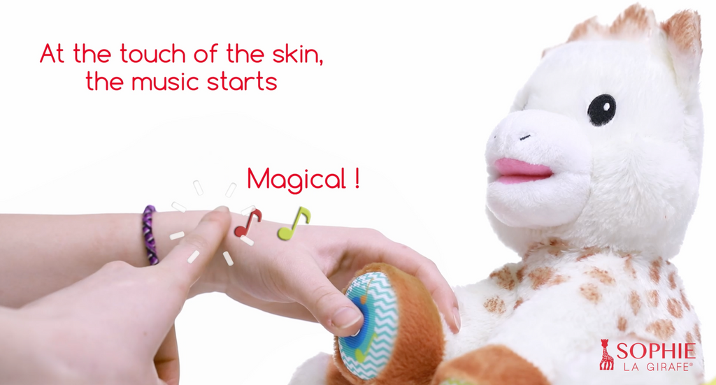 Sophie musical plush starts music with touch of the skin