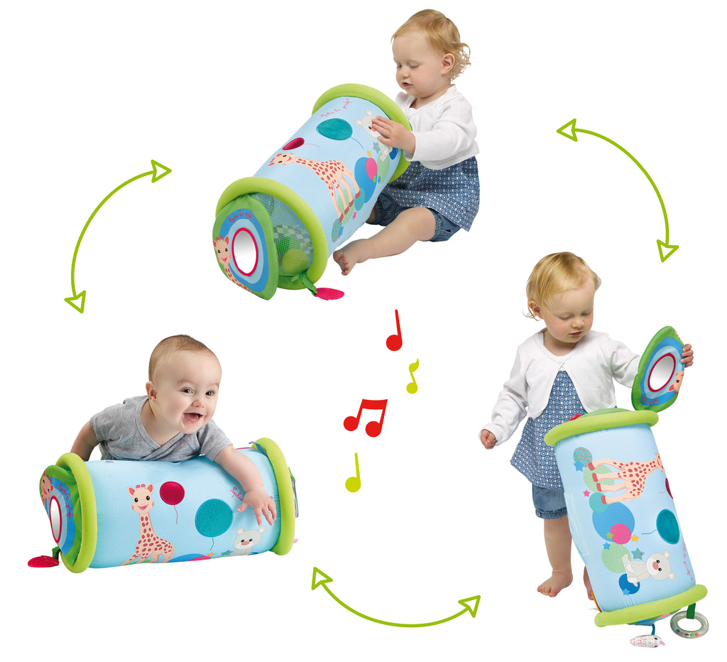 Babies exploring the rollin sophie