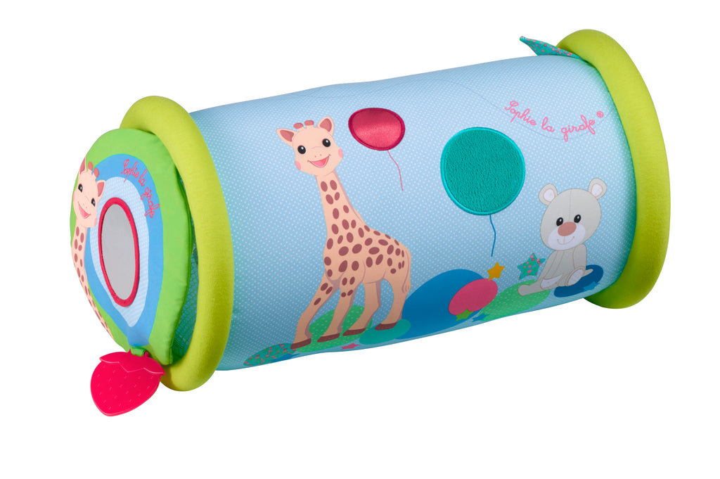 Rollin sophie activity toy for babies and toddlers showing sophie the giraffe and gabin the bear