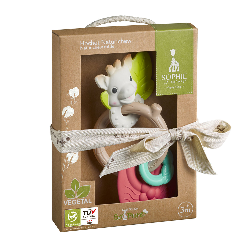 sophie so'pure natur'chew rattle in box