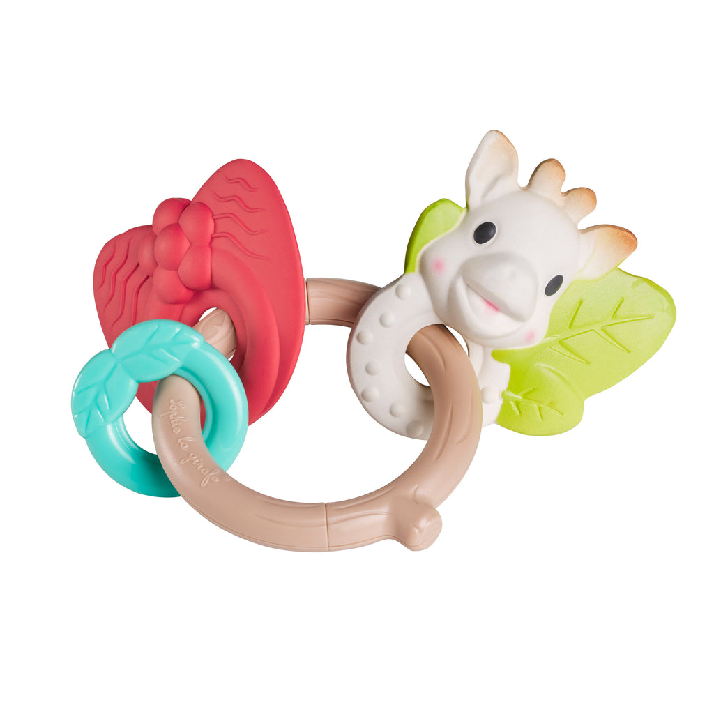 so'pure natur'chew rattle with different shaped teething rings