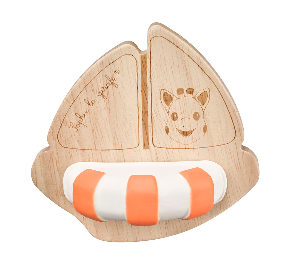 Sophie the giraffe so'pure rubberwood boat for baby and toddler bathtime