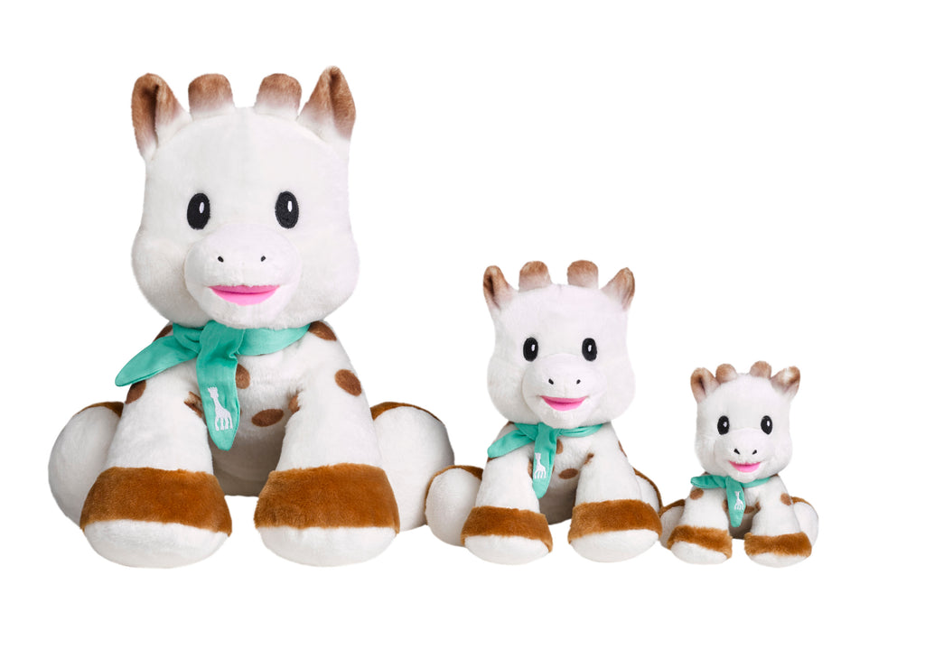 Large, medium, and small sophie sweetie plushies