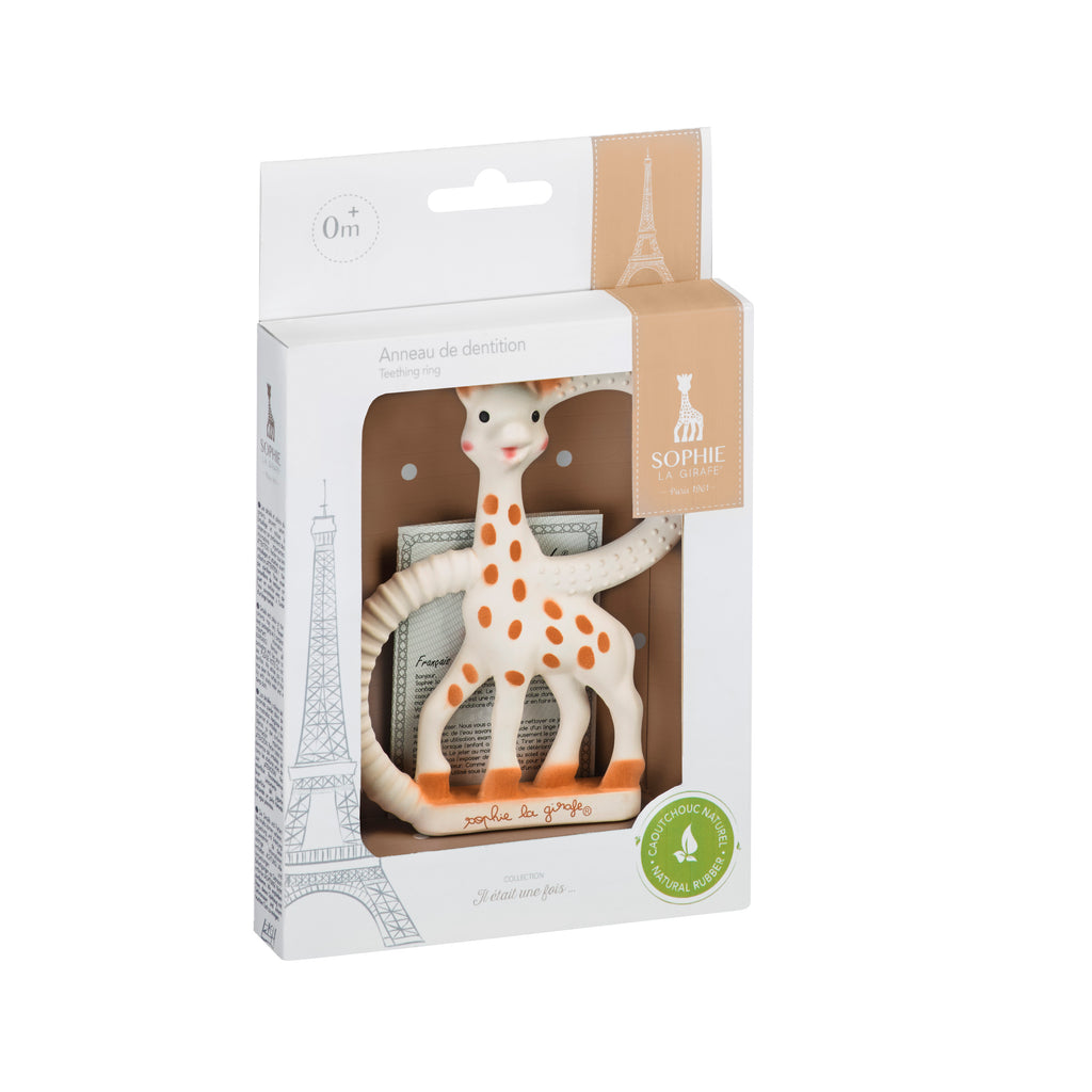 Sophie the giraffe teether ring in box