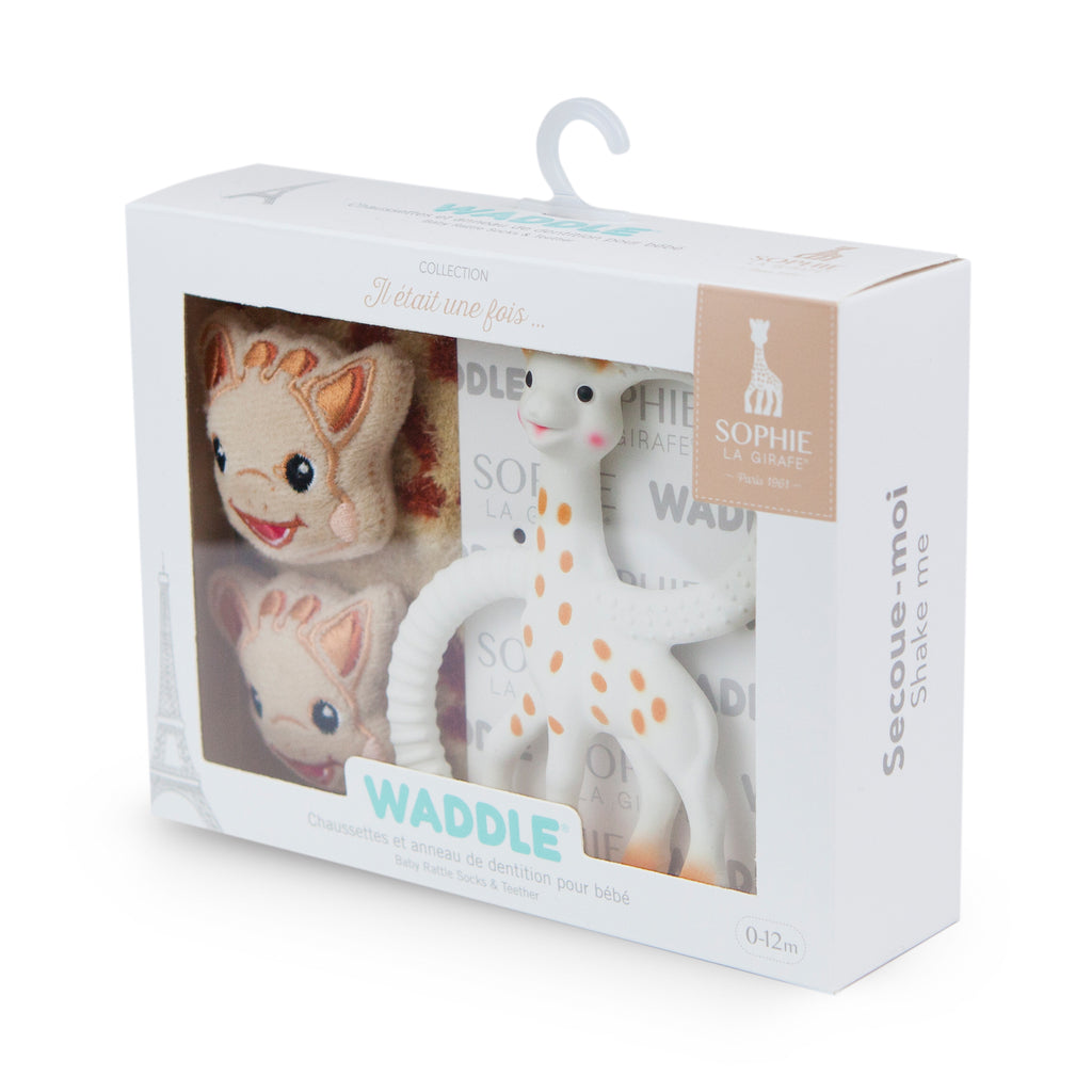 Sophie waddle rattle socks set in box